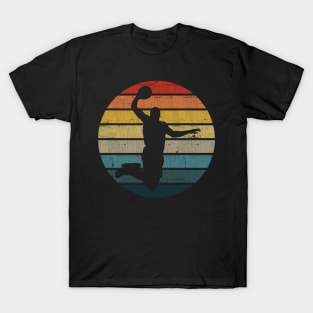 Basketball Player Silhouette On A Distressed Retro Sunset product T-Shirt